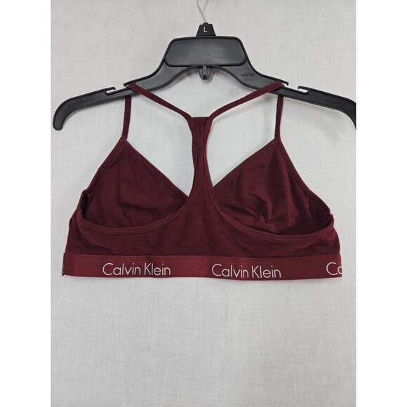 Calvin Klein Bralette Maroon Racerback Women's Large Cotton Blend Pull Over Bra - Picture 2 of 7